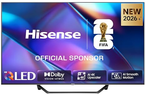 Hisense Smart TV QLED 43 4K 43A7S | Audio Dolby Atmos, Design Unibody Slim, VIDAA OS, Dolby Vision IQ, HDR 10+, BT, Wifi, Alexa, AirPlay2, lativù 4K, 2026 Model