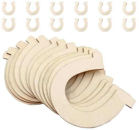 DOITOOL Recortes de Madera sin Terminar Tamaño 83x91mm Beige 24 Piezas en Forma de Herradura para Manualidades DIY Ideales para Decoraciones de Coronas y Adornos Festivos