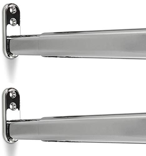 2 Stück SO-TECH® Teleskopschrankrohr Kleiderstangen ausziehbar, Länge: 400-600 mm inkl. Schrankstangenlager