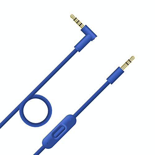 Replacement Beats Audio Cable Cord Wire with Inline Remote and Microphone for Beats by Dr. Dre Headphones Solo Studio Pro Detox Wireless Mixr Executive Pill (Blue)