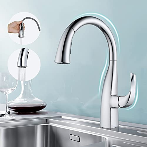 ARCORA Küchenarmatur mit 360° Schwenkbarer und 2 Strahlarten | aus Edelstahl 304, mit Ausziehbarer Brause, Keramikkartusche und Abnehmbarer Strahlregler, für Kalt-/Warmwasser, Chrom