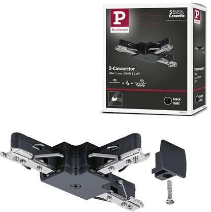 Paulmann Componente del sistema de raíles de alto voltaje 96907, conector en T, negro (mate)