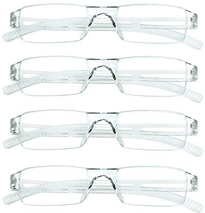 LifeArt Lesebrillen, Blaulicht-Blockierbrille, Computer-Lesebrille für Damen und Herren, Brillengestell mit rechteckigem Mode-Design (4 Transparent, 1.50)