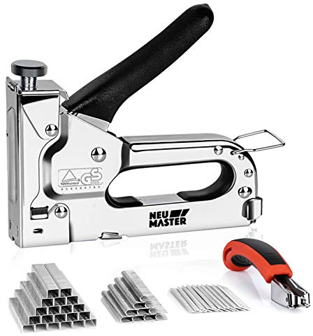 NEU MASTER 3 in 1 Staple Gun, Manual, Heavy Duty with Stapler Remover and 2000Pcs Staples for Upholstery, Fixing Material, Decoration, Carpentry, Furniture