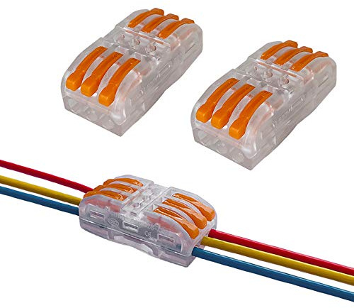 Aiqeer 16 Pcs SPL-3 Lever-Nut Wire Connectors, 3 in 3 out 6 Ports Transparent Conductor Compact Wire Connectors, Cable Clamp Terminal Block Quick Spring Connector