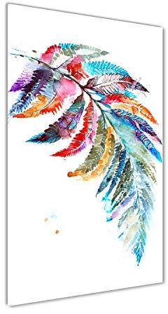 Tulup Glas-Bild Wandbild aus Glas - Wandkunst - Wandbild hinter gehärtetem Sicherheitsglas - Dekorative Wand für Küche & Wohnzimmer 70x140 - Kunst: modern & klassisch - Bunter Farn - Mehrfarbig