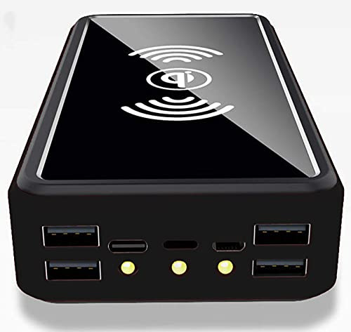 CDBK Powerbank Solare 100000mAh, Caricabatterie Solare Portatile con 10W Ricarica Senza Fili, Caricatore Solare con Luci a LED e 5 Uscite Batteria Esterna per iPhone Samsung Campeggio ed Esterno