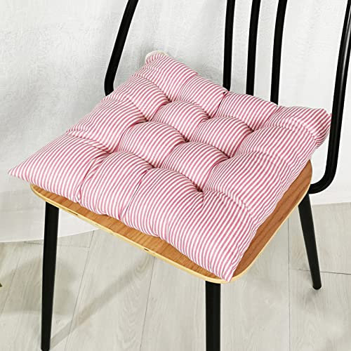 Stuhlkissen mit Bändern 2er Set, Chickw1 Geometrie Sitzkissen Gefüllt Dekokissen Zierkissen Gartenkissen für Gartenstuhl, Küche oder Esszimmerstuhl Indoor und Outdoor (Rosa,40x40cm)