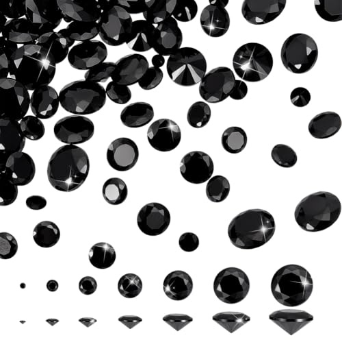 PandaHall 140pcs Zirkonia Stein 7 Größen Schwarzer Zirkonia Cabochons Facettierte Strass Cabochons Für Ohrring Armband Schmuck Machen Nagelkunst DIY Handwerk, 1~7 mm