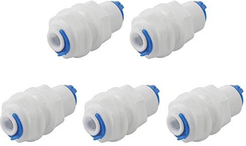 Pxyelec White Fittings Schottverbinder 1/4 Zoll Rohr Quick Connect RO Wasserfilter 5 Stück