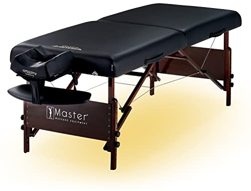 Master Massage 76cm Del Ray Klappbare Mobile Massageliege aus Holz mit Ambiente Beleuchtung für Kosmetik, Massage, und Therapie Schwarz