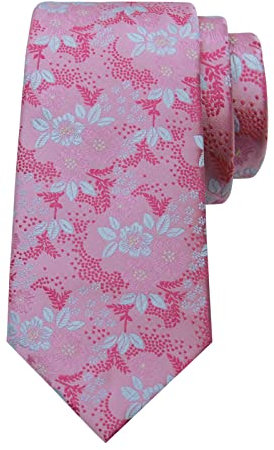 Mantieqingway Blumen-Krawatten Trachtenkrawatte für Herren, 8,9 cm, Polyester, gewebter Jacquard-Krawatte, für den täglichen Gebrauch, Hochzeit, Party, Bräutigam, Pink, Medium