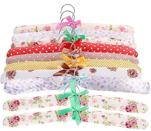 Alipis 10pcs Floral No Bumps Fabric Padded Foam Wedding Dress Hangers for Coat Blouse Sweaters Bride Dress Clothes