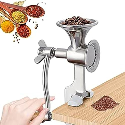 BradOc Grain Mill Hand Mill 304 Stainless Steel Grain Mill Poppy Seed Mill 1.2 kg Grain Mill Manual with a Brush Grain Mill Grain Mill,Silver