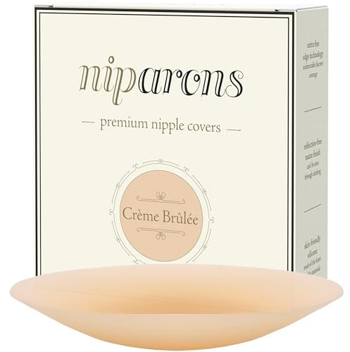 Niparons Premium Nipple Covers - Invisible, Reusable Adhesive Silicone Pasties (Crème Brûlée, 8cm)