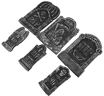 Toddmomy 6stücke Halloween Grabsteine Realistische Deko Für Garten Party Gruselige Friedhofsdekoration Mit Skelett-Design Für Halloween-feiern Maskeraden