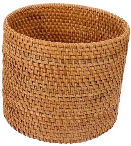 Panier Tressé en Rotin Rond Marron, Grosse Capacité pour Fruits et Légumes