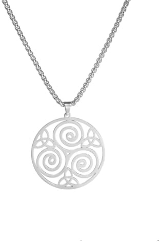 BlackAmazement Kette mit Anhänger 316L Edelstahl Triskele Triskel Triqueta Knoten der Dreisamkeit Kelten Runen 60cm Halskette silber gold Damen Herren