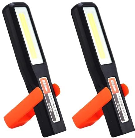 MODOAO Lot de 2 lampes de poche COB super lumineuses - Lampe de travail à LED - Lampe de poche mécanique avec câble USB - Rechargeable - Lampe de poche magnétique - Éclairage d'urgence - Éclairage