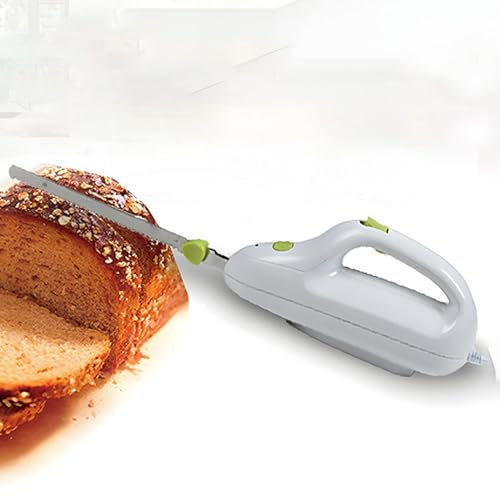 XHTLLO Cuchillo Eléctrico para Trinchar Dentado con Mango Ergonómico, Diseño Liviano, Cuchillo Automático para Cortar Carne Congelada para Carne, Pan, Verduras, Frutas, Enchufe de La UE 220-240 V