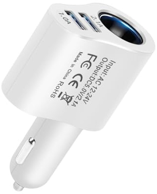 Adattatore auto per presa di corrente, 12 V/24 V, adattatore splitter per auto, caricabatterie per presa di ricarica intelligente, caricabatterie USB da 80 W per auto, per camion, smartphone