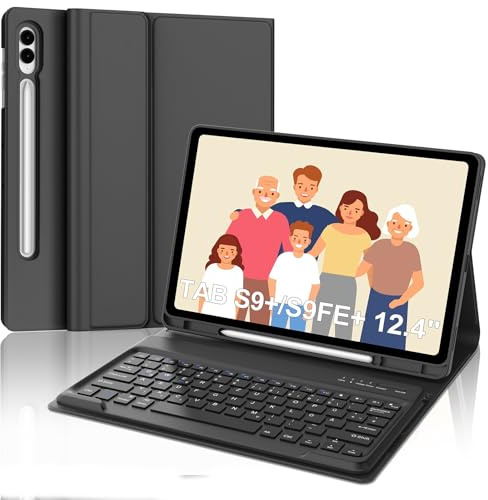 SENGBIRCH Teclado para Samsung Galaxy Tab S10 Plus 2024, Funda con Teclado para Samsung S9/S9FE Plus, España Ñ Bluetooth Desmontable Keyboard Galaxy Tab S10+/S9+/S9FE+ 12.4 Pulgadas, Negro
