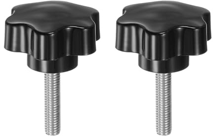 QUARKZMAN 2 Stück Rändelschrauben mit Sterngriff M8 x 35mm x 46mm Sterngriffschraube Kunststoff Knopf Edelstahl 304 Gewindebolzen Klemmschraube Sterngriffmutter Klemmknopf für Maschine