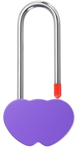 PATIKIL 3.9 50mm Love Locks Heart Padlock Without Key, Double Heart Wish Lock Romantic Heart Lock for Lovers Lock Bridge Wedding Anniversary Travel Present, Purple
