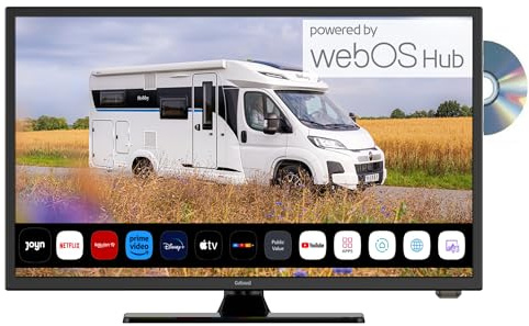 Gelhard GTV2456 Fernseher LED Smart TV (webOS) mit DVD und Bluetooth DVB-S2/C/T2 für 12V u. 230Volt WLAN Full HD Caravan/Camping/Boot/Truck/LKW