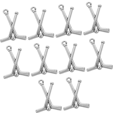 ibasenice 10 Stück Vintage Silber Eishockeyschläger Charme Für Schmuckherstellung Sport Zubehör Für Armbänder Und Halsketten Zinklegierung Für Hockey Fans Und Geschenke