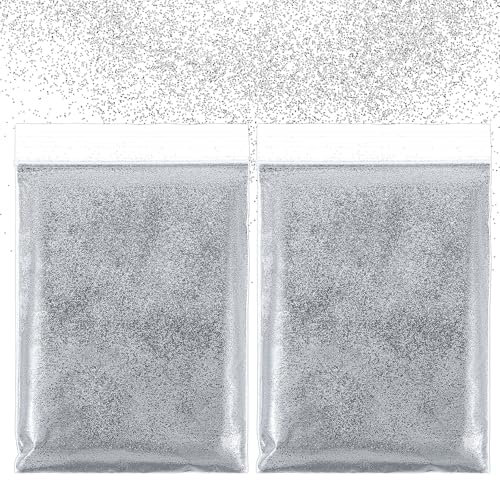 JIEYAO 100g Glitzer zum Basteln,Silber Glitzerpulver Basteln Glitzerpuder Glitter Pulver für Nägel Gesicht Kartenbasteln Handwerk Nagelkunst(silber)