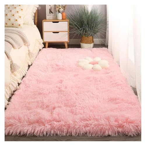 GOUSANG Alfombra Shaggy 130 x 150 cm Alfombra Lana Alfombra Exterior Pelo Largo Fluffy Alfombra para Sala de Estar, Dormitorio, Sofá, Suelo, Rosa
