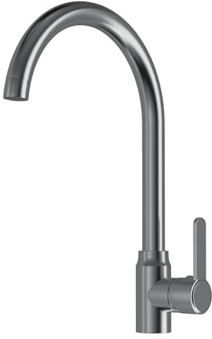Kitchen Tap Stainless Steel Sink Taps with 360° Rotation, Kitchen Mixer Taps for Hot and Cold Water, Sink Tap for Washing Vegetables and Dishes (G: 1/2, Grey)