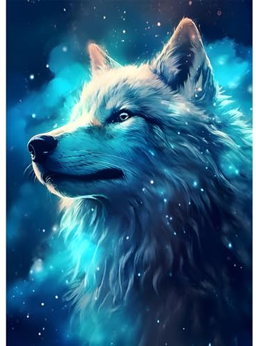 Jawecci Wolf Diamond Painting Erwachsene, 5D Wolf Diamant Painting Bilder Erwachsene Anfänger, DIY Runde Steine Diamant Kunst Set Diamant Malerei Kinder für Home Dekor 30x40cm