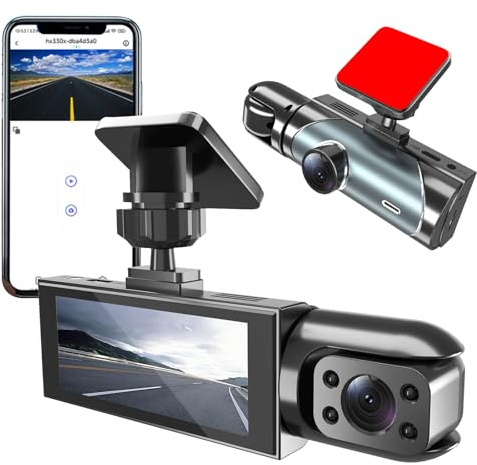 Dash Cam Front and Rear 4K+1080P, DashCam for Cars, 3inch screen, 170°Wide Angle, Full HD Dash Camera with Looping Recording,Night Sights, Car Camera Lane Departure Alerts, Facials Recognition