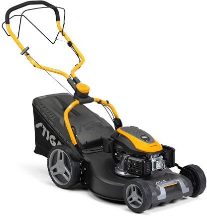 STIGA Combi 553 S Benzin-Rasenmäher, selbstfahrend, 51 cm Stahlmähwerk, 166 CCM Motor, 60 L Grasauffangbehälter, 3-in-1 Mähsystem, Verstellbarer Handgriff, Grau