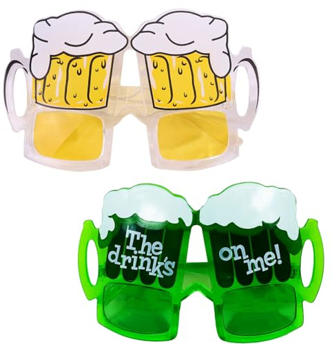 MUNSKT 2 paires de lunettes à bière pour l'Oktoberfest, l'Ascension, la Fête des Pères, le Carnaval, accessoires de fête amusants pour l'été, ambiance tropicale hawaïenne, piscine, plage, couple