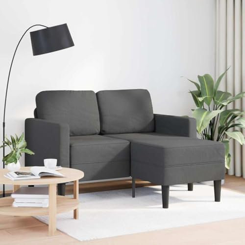 Xichuzi 2-Sitzer-Sofa mit Chaiselongue L-Form Dunkelgrau 125 cm Leinen, Loungesofa, Sofas & Couches, Relaxsofa, Couch für Wohnzimmer - 4107077
