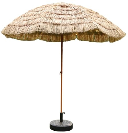 Stoolzfaid Ombrello di Paglia,Parasole Hawaiano in Paglia,Ombrellone da Giardino,Ombrellone da Spiaggia di Paglia,Ombrello Hawaiano con Inclinazione,Protezione Solare,con Base,per Cortile
