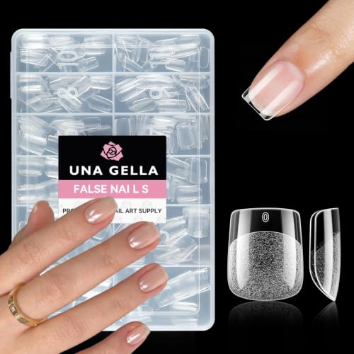 UNA GELLA Extra Short Square Fake Nails 216Pcs Pre-shape Full Cover Nails | Extra Short Square Press on Nails Gel Tips Clear Acrylic Nails XS Square False Nails For DIY Salon 12 Sizes