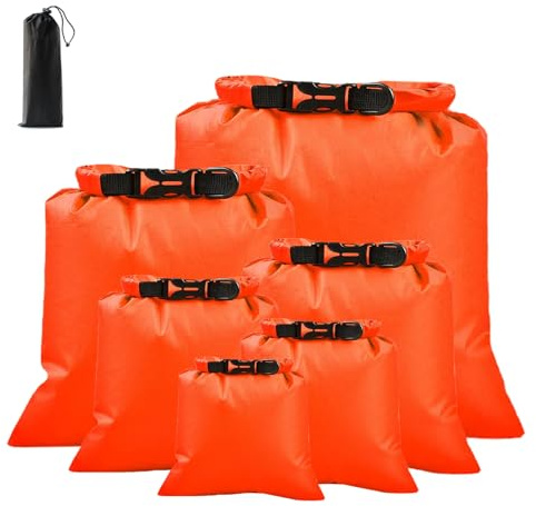 ILZAR 6 Stück Packsäcke für Rucksackreisen, wasserdichte Trockensäcke zum Wandern, Bootfahren, Schwimmen (1,5 l, 2,5 l, 3 l, 3,5 l, 5 l, 8 l)