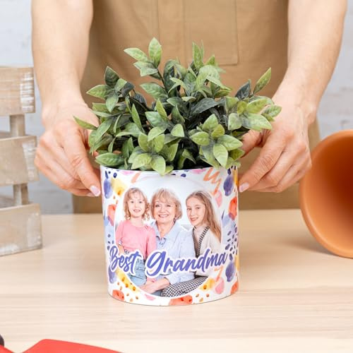 Wanapix | Maceta Grande de Cerámica Personalizada | Regalo para el día de la Madre, Comuniones, Bodas o Bautizos | Jardinera con tu Nombre o Foto | Cerámica | 100% Personalizada