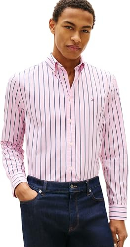 Tommy Hilfiger Flex Poplin Bold Stripe RF Shirt Mw0mw39159 Camicia L/S Uomo (Pacco da 1)