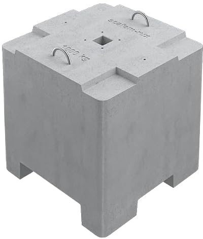 Scafom-rux Betongewicht 1.000 kg – Betonblock 80 x 80 x 80 cm, stapelbar und kranbar, Ballastgewicht für Gerüste, Fahnenmasten und Aufstellvorrichtungen, mit 4 M16 Gewindebolzen