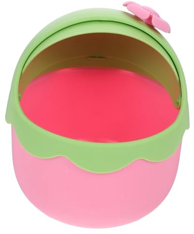 iplusmile Mini Bote de Basura de Escritorio Pequeño Tapa, Contenedor de Almacenamiento de Pp Rosa, Ligero y Compacto para Oficina, Cocina y Hogar, Papelera Multiuso