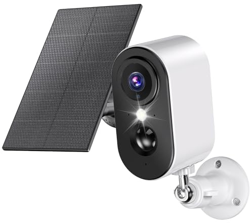 NUASI Telecamera di sorveglianza 2K esterna/solare – telecamera di sorveglianza esterna Wi-Fi con visione notturna colorata, telecamera di sorveglianza wireless esterna/interna, rilevamento del