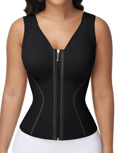 SHAPSHE Taillentrainer-Korsett für Damen, Bauchkontrolle, Workout, Sport, Sanduhr-Mieder, Bodyshaper, nach der Geburt, mit BH, Schwarz, X-Large