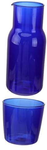 FELTECHELECTR Set di Bicchieri e Caraffa in Vetro Tazze Blu, Adatto per Uso Domestico e Ufficio, Capacità Grande per Tè, Acqua e Bevande Fredde
