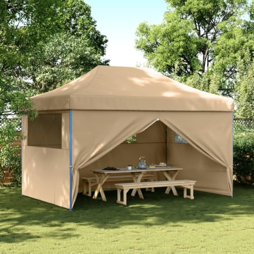 Tente de Réception Pliable, Chapiteau d'Extérieur avec 4 Panneaux Latéraux, Structure Acier et Toit Imperméable, Design Pop-Up, pour Jardin, Événements, Extérieur, Couleur Beige, 440 x 292 x 315 cm