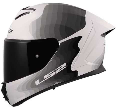 LS2 FF820 Rapid 3 Full Face Motorcycle Crash Helmet - Flow - White Grey - M (57-58cm)
